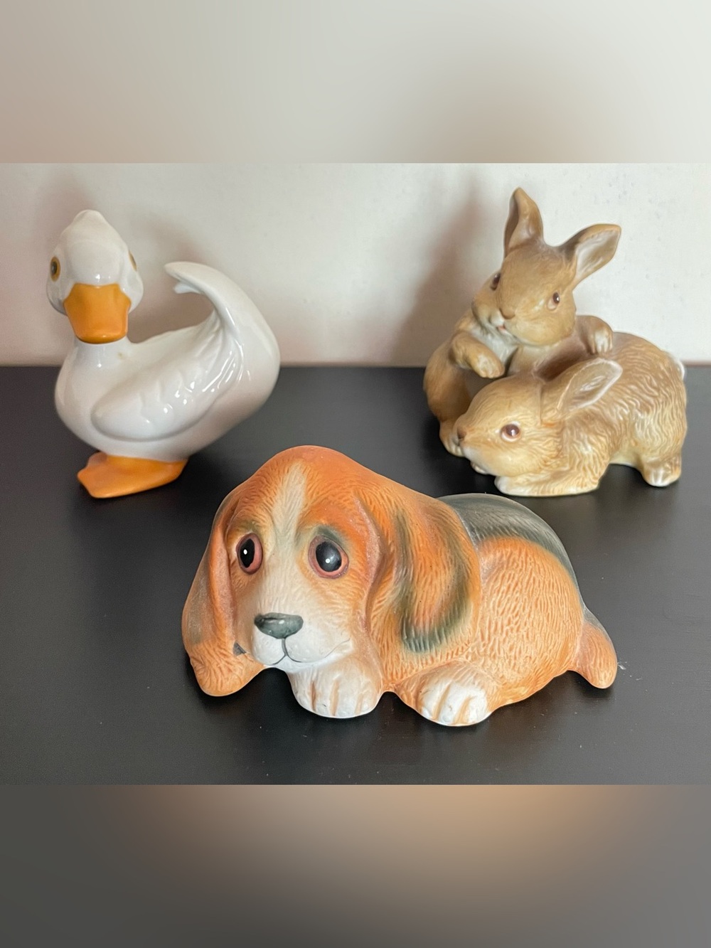3 Vintage Homco Porcelain Animals
